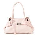 Elegant cherry pink tote bag with lychee texture and slim dual top handles - Pink