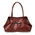 Minimalistische Shopper-Tasche aus glänzendem tiefrotem Öl-Wachs-Leder mit Doppelgriff - Rot