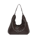 Borsa hobo marrone scuro grande capacità con occhielli argento e tracolla larga - Stile Occhielli in Metallo Caffè Scuro / Marrone