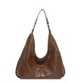 Borsa hobo marrone retrò con occhielli in metallo argento e rivetti in stile vintage - Stile Occhielli in Metallo Marrone / Marrone