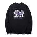 T-shirt nera a maniche lunghe oversize con stampa grafica Huge Ja e Vibes viola - 3XL / Nero