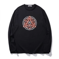 T-shirt uomo a maniche lunghe nera comoda con stampa grafica e logo LIUGEJIA - XL / Nero