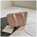 Sac fourre-tout rose avec imprimés d'animaux mignons et doubles poignées en cuir PU texturé - Rose