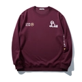 Burgundy crewneck sweatshirt with minimalist letter printing in a loose oversized fit - 3XL / Wine Red
