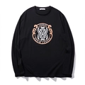 T-shirt uomo oversize nera a maniche lunghe con stampa grafica vintage e girocollo - XL / Nero