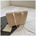 Sac fourre-tout beige crème avec imprimé ours et lanières en cuir PU souple - Blanc