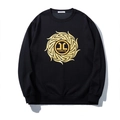 Sudadera negra oversize para hombre con estampado de logotipo dorado y cuello redondo - 3XL / Negro