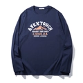 T-shirt da uomo blu navy a maniche lunghe con stampa artistica di montagne e testo - XL / Blu navy
