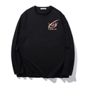 T-shirt da uomo nera a maniche lunghe con stampa grafica a occhio e girocollo - XL / Nero