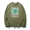 Army green long sleeve t-shirt with geometric letter print for a casual men's street look - XL / Army Green