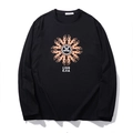 T-shirt da uomo a maniche lunghe nera vestibilità comoda con stampa grafica a fiamme - XL / Nero