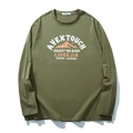 T-shirt uomo a manica lunga in cotone verde militare con stampa montagna - XL / Verde Militare