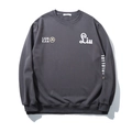 Loose fit dark grey sweatshirt for men with white letter and numeric prints - 3XL / Dark Gray