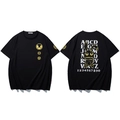 Black oversized T-shirt featuring golden rabbit graphic and alphabet print on back - XL / Black