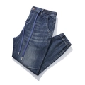 Herren Jogger-Jeans in Dunkelblau mit elastischem Bund und Metall-Kordelenden - EU 36 / Blau