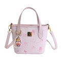 Rosa Eimertasche mit Cartoon-Katzenmuster und Perlenanhänger, stilvolle Umhängetasche - Mit Anhänger / Rosa