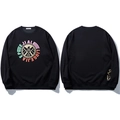 Men's oversized black crewneck sweatshirt with gold eagle graphic and letter print - 3XL / Black