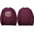 Oversized dark burgundy crewneck sweatshirt with central logo and back graphic print - 3XL / Burgundy