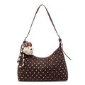 Borsa a spalla hobo marrone a pois con ciondolo a forma di orso e dettaglio nappa - Con Ciondolo / caffè