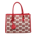 Large red wedding tote bag with double happiness pattern and heart pendant - Large / Style 2