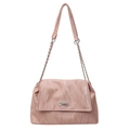 Pink faux leather tote bag with white marble texture and silver chain strap - Pink