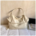 Grand sac cabas chic blanc crème avec un design minimaliste en cuir plié - Blanc Cassé