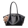 Schwarze Vintage-Falten-Einkaufstasche mit goldenen Details und Hundeanhänger - Mit Anhänger / Schwarz