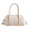 Borsa a mano quadrata minimalista bianco crema in pelle premium con fibbia in metallo - Bianco