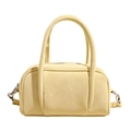 Borsa Boston in pelle martellata giallo chiaro con doppi manici e tracolla staccabile - Giallo