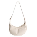 Elegante bolso bandolera de media luna blanco roto con costuras verticales mínimas - Blanco Roto