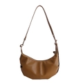 Bolso bandolera retro marrón oscuro en forma de media luna con correa ajustable de piel - Marrón