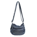 Borsa a tracolla in denim blu da donna con doppia cerniera e tracolla regolabile - Blu Vintage