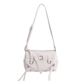 Borsa tote bianca vintage con borchie e tracolla regolabile in stile motociclista - Bianco