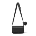 Borsa a tracolla classica in pelle Saffiano nera con tracolla larga e piccola tasca - Nero