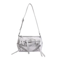 Chic silver metallic underarm bag with zipper details and adjustable shoulder strap - Silver