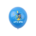 Globo de látex azul de Hanukkah con diseño Let's Spin y dreidel para decoración de fiesta - Azul