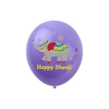Purple Happy Diwali latex balloon featuring a decorative Indian elephant illustration - Purple