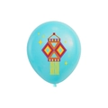 Sky blue Diwali party balloon featuring colorful lantern patterns and yellow star prints - Blue