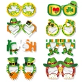 Set of 8 festive St. Patrick's Day paper glasses with shamrock and leprechaun designs - Decorative Glasses Set Style A