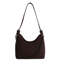 Borsa baguette caffè scuro minimalista con trama litchi e catena in resina - Marrone