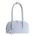 Minimalist light blue faux leather shoulder bag with chic star pendant and double handles - Blue