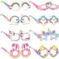 Set mit 8 Einhorn- und Regenbogen-Partybrillen aus Papier für Kindergeburtstagsfotos - Fotobrillen