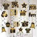 Decorazioni a spirale nere e oro per il 50° compleanno con tema vintage 1976 - Età 50 (1976) / Carte, Spirali Singole E Spirali Doppie