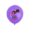 Palloncino in lattice viola a tema videogioco con testo Let's Play per feste di compleanno - Viola