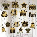 Decorazioni sospese per 40° compleanno nero e oro con scritte vintage 1986 e glitterate - Età 40 (1986) / Carte, Spirali Singole E Spirali Doppie