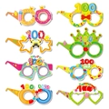 Set di 8 occhiali colorati in carta per la festa dei 100 giorni di scuola con scuolabus e matite - Set da 8 / Multicolore (8 Pezzi)