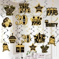 Decorazioni per il 30° compleanno con riccioli appesi in elegante nero e oro lucido - Età 30 (1996) / Carte, Spirali Singole E Spirali Doppie