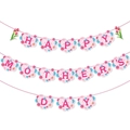 Striscione rosa a forma di cuore Happy Mother's Day con decorazioni floreali e tulipani - Striscione Con Lettere A Cuore Rosa