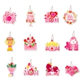 Set di 12 etichette regalo per la Festa della Mamma con fiori, cuori e spago per appenderle - Ornamenti da Appendere a Doppio Lato Con Corda di Canapa