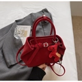 Sac fourre-tout rouge mat avec poignée, boucle de ceinture et charme poney - Avec Pendentif / Bordeaux
